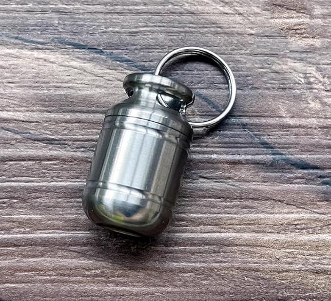 Titanium Keychain Pill Holder Mini Daily Pill Box Pendant Container Waterproof Metal Case Bottle Portable Organizer (s)
