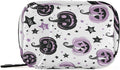 Halloween Spooky Pumpkins Purple Travel Pill Organizer Case Box Container Weekly Portable Vitamin Medicine Holder Storage Bag with Zipper Removable
