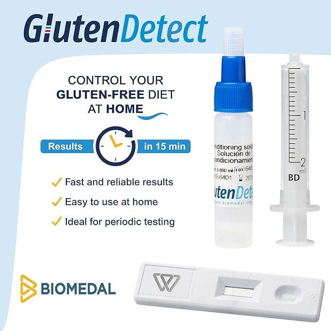 Gluten Detect Kit (6 Tests) - Rapid Home Test for Evaluating Gluten-Free Diet and Accidental Exposure via Urine.