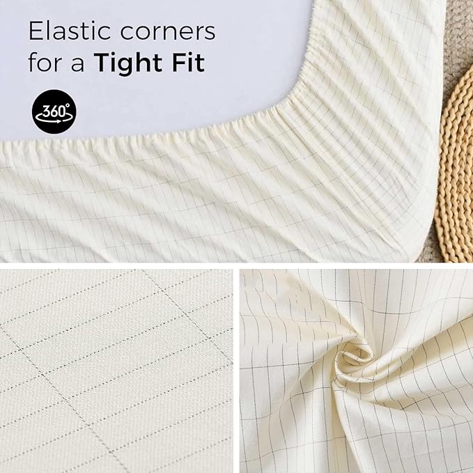 Grounding Sheets King Size, Earthing Fitted Sheets, 95% Cotton 5% Pure Silver Fiber, Grounded Sheets with Grounding Cord, Conductive Earthing Bed Sheet Grounding Cover for Better Sleep (Beige, King)