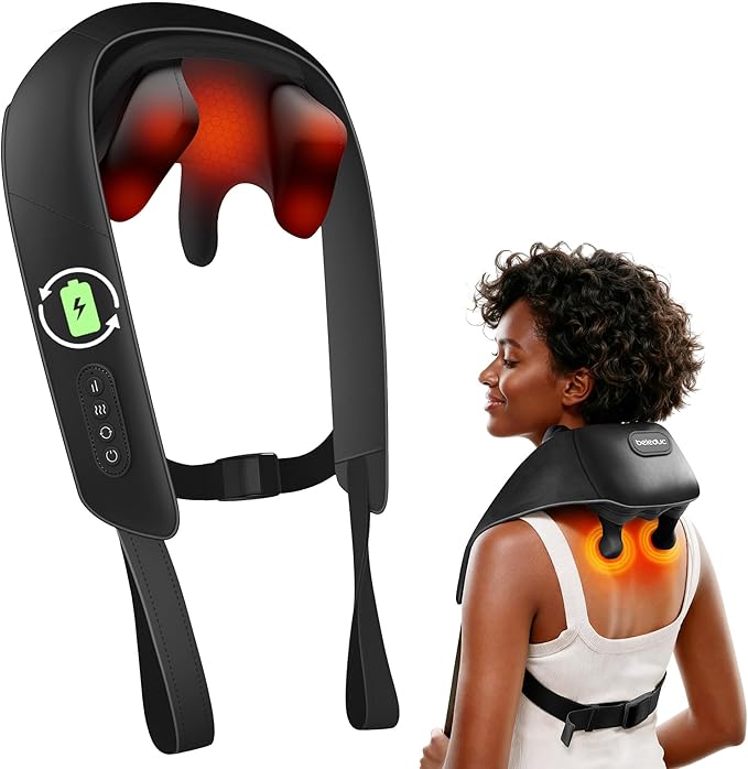 Beleduc Neck and Back Massager with Soothing Heat, FSA Eligible, Cordless Neck Shoulder Massager, Upgraded 4D Shiatsu Deep Kneading Massage for Back Shoulder