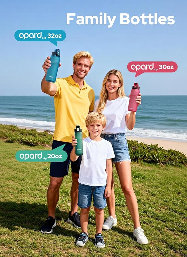 Opard 30oz/32oz Sports Water Bottle with Leak Proof Flip Top Lid BPA Free Tritan Reusable Plastic for Gym and Outdoor, Travel Water Bottle
