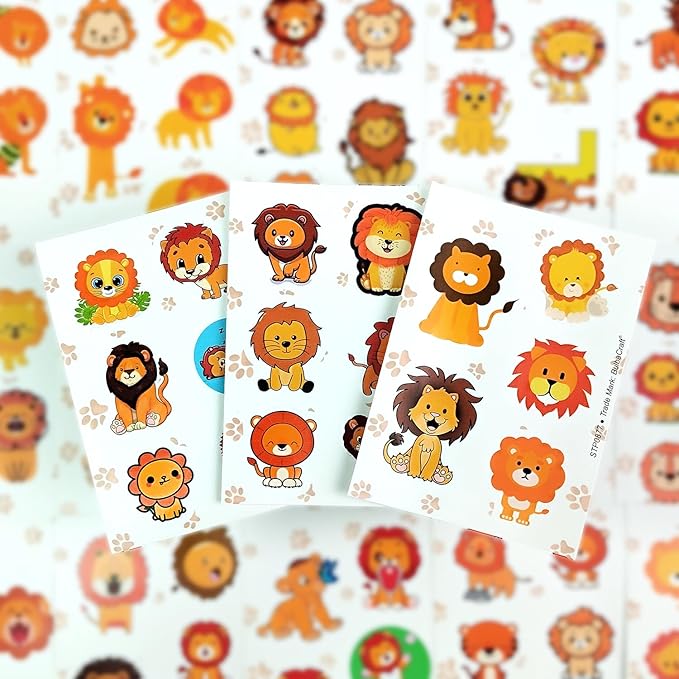 BulbaCraft Lion Stickers - Lion Gifts, Animal Birthday Party Decorations, Gifts for Women & Men