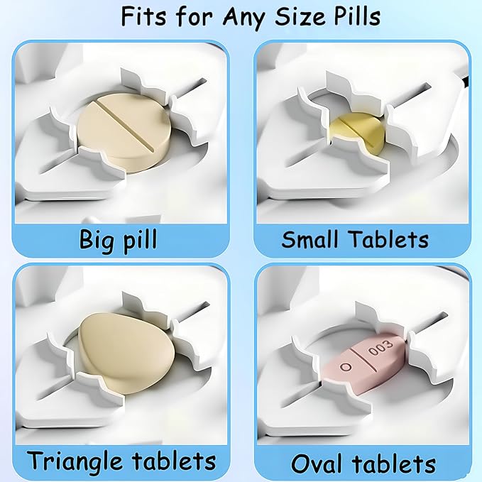 1/4 Pill Cutter with Storage Case, 4 Way Pill Splitter with Stainless Steel Blade, Precision Pills Cutter Splitter for Small and Tiny Pills
