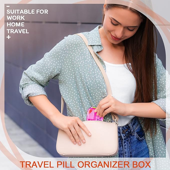 Meekoo 8 Pcs Travel Pill Organizer Pocket Portable Pill Case Daily Container Small Container Medicine Travel with 10 Compartments for Purse Fish Oil Medicine(Multicolor)
