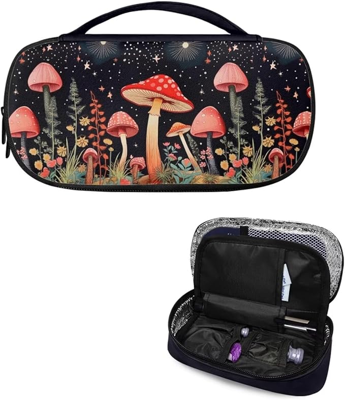 Moon Mushroom Insulin Cooler Travel Case - Medication Diabetic Insulated Organizer Portable Cooling Bag for Insulin Pen and Diabetic Supplies