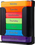Stay on Track 7-Day Medication Organizer - for Effortless Health Management, Large Weekly Pill Organizer with 4 Times a Day Compartments, Stackable Pill Organizer for Vitamins & Supplements (Black)