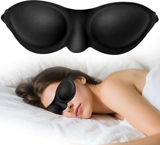 Moisture Chamber Sleep Mask for Dry Eyes – Washable Reusable Silicone Goggles with Adjustable Strap, Lightweight & Comfortable for Night Use, Helps Relieve Dry Eye Symptoms (Matte Black)