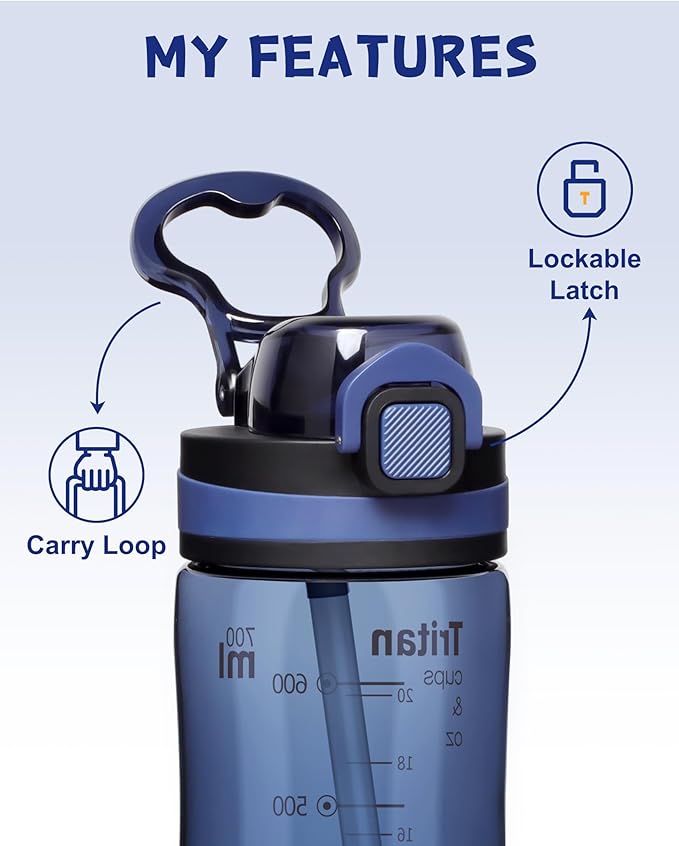 Opard Peak Water Bottle with Straw Cap, BPA-Free, Leak Proof Flip Top Bottle