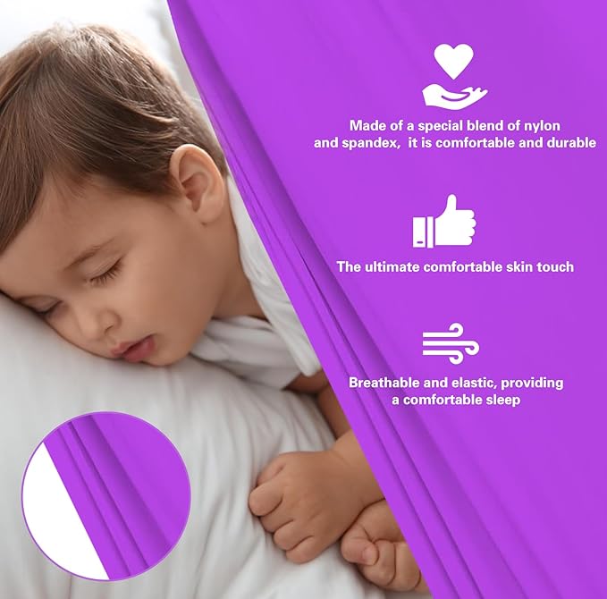Sensory Sheet for Kids Special Needs Bed Sheet for All Night Comfort - Breathable and Stretchy (Purple, Full)