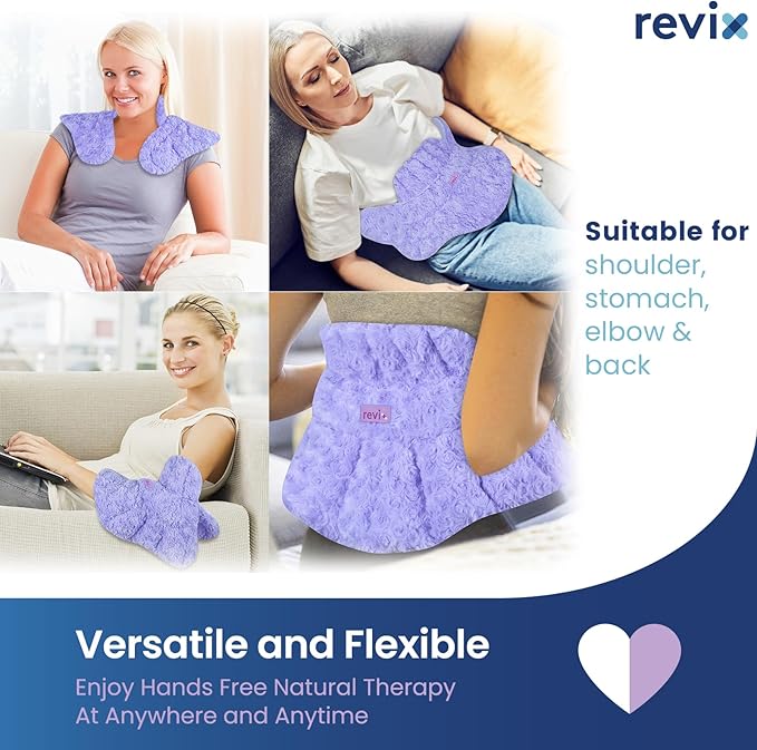 REVIX Microwave Heating Pad for Neck and Shoulders Back, Microwavable Heated Neck Wrap Warmer with Moist Heat, Lavender Aromatherapy Hot and Cold Pack