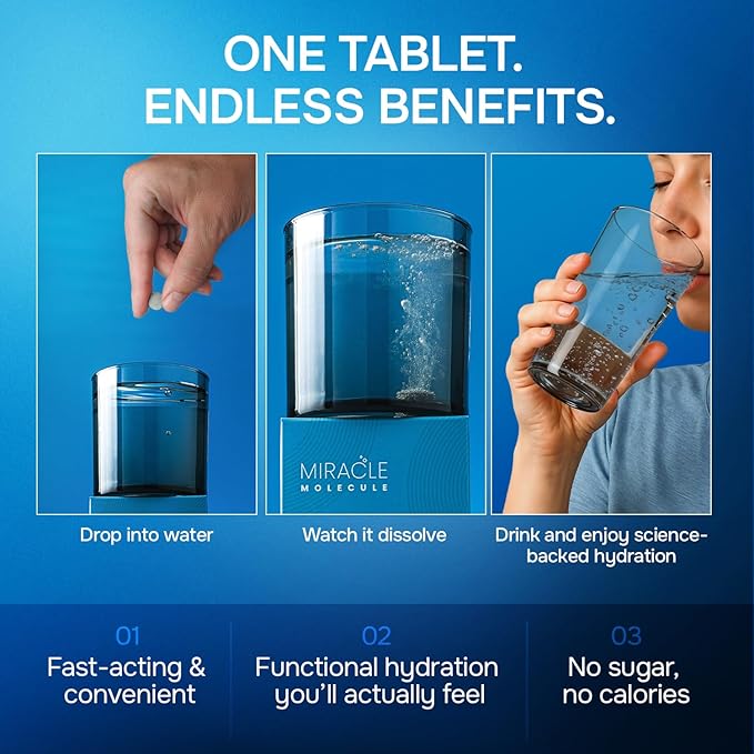 Molecular Hydrogen Tablets with Elemental Magnesium | 12PPM Hydrogen Water Tablet | 30 Tablets | Health & Wellness, Cognitive Support, Hangover Relief & Immunity Boost | Miracle Molecule