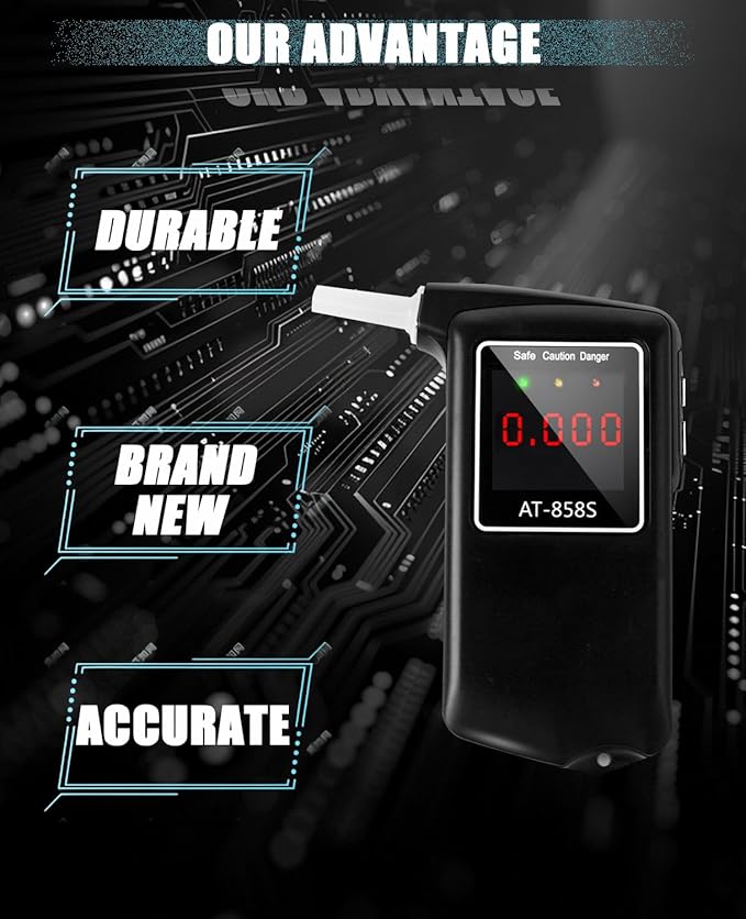 2026 Portable Breathalyzer, Easy-to-Use Alcohol Tester with Backlit Display - Ideal for Home Use, Parties, and Special Events, Professional Alcohol Tester with 10Pcs Mouthpieces