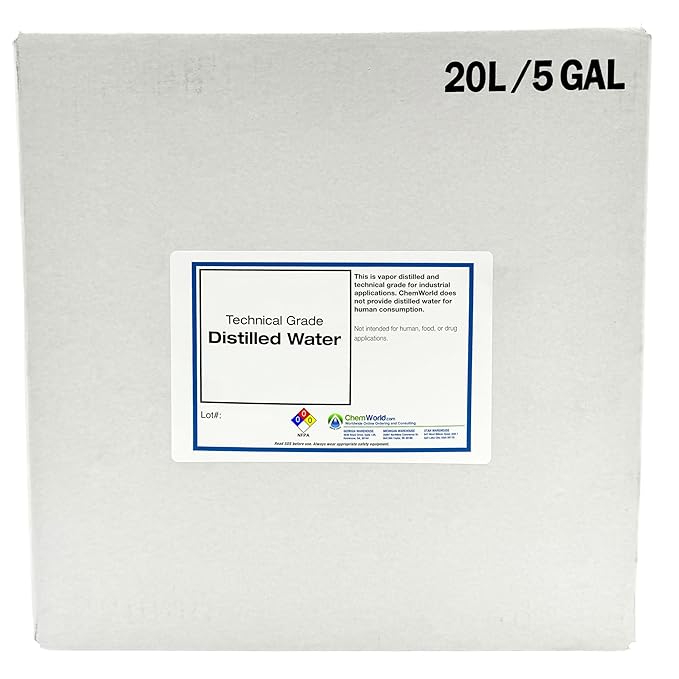ChemWorld Technical Grade Distilled Water - 20 liters
