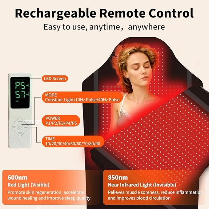 Red Light Therapy Mat for Full Body, Largest 2704LEDs Near Infrared Light Therapy Pad, 660nm& 850nm 2in1 LEDs Light Blanket, High end Leather, 5 Power Levels UP to 288W, 73"x36"