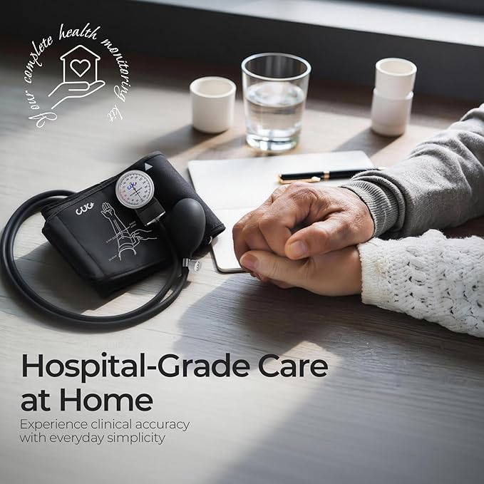 Professional Aneroid Sphygmomanometer, 2 Blood Pressure Cuff Manual (9-17in & 13-21in), Precision Copper & Brass Movement, Calibration Tool, Ideal for Doctors, Nurses, and Students