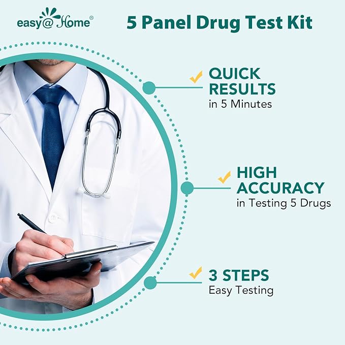 Easy@Home Multi-Drug Screen Test: (12 Pack) at Home Drug Testing Kits Detecting Amphetamine Oxazepam Cocaine Morphine Cannabinoids Human Urine Sample Only - #EDOAP-754