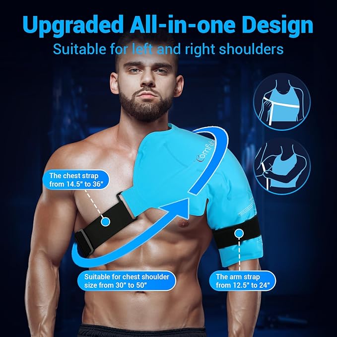 Comfytemp Shoulder Ice Pack Rotator Cuff Cold Therapy Wrap, Gel Packs for Injuries Reusable Hot Cold Compress Shoulder Brace for Pain Relief, Men Women Recovery Item (Large/X-Large)