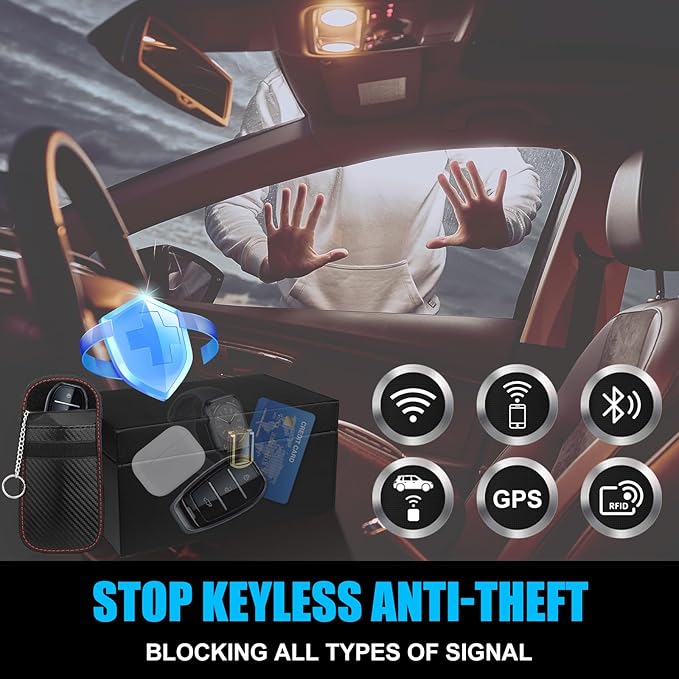 Diyife Car Key Signal Blocker Faraday Box [7-9 Keys] 19 x 12 x 9cm Large Capacity With 2 Pack Pouches, Anti-Theft Fob Protector RFID Signal Blocking