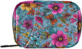 Blue Tropical Flowers and Butterflies Travel Pill Organizer Case Box Container Weekly Portable Vitamin Medicine Holder Storage Bag with Zipper Removable