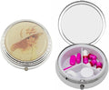 Set of 2 Circular Triple-Compartment Pocket Purse Pill Box & Organizer with Insert (Victorian Hat)