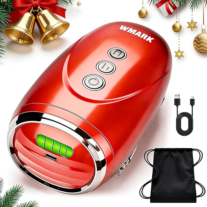 WMARK Barber Massager/Cordless HandheldMassager, Charge Neck/Legs/Hand/FaceMassager, 2 Massage Nodes 2600AMH,Red