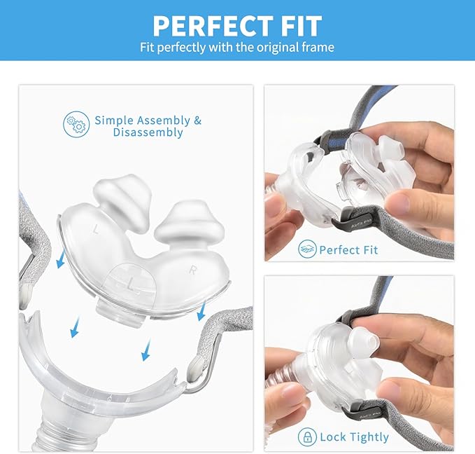 3 Pack Replacement Nasal Pillow Cushion for ResMed Airfit P10, Medium, Compatiable with Orignal Airfit P10 Frame, Replacement Nasal Pillow CPAP Mask Cushion, Soft & Durable