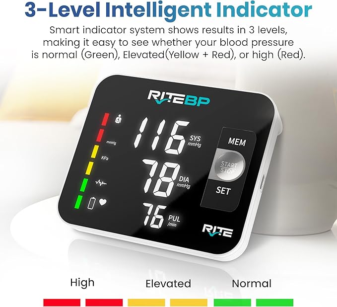 Digital Blood Pressure Monitor with 2 Large Arm Cuffs (22–42 cm) | Accurate & Easy-to-Use, USB Type-C Rechargeable, Automatic Upper Arm BP Machine for Home Use