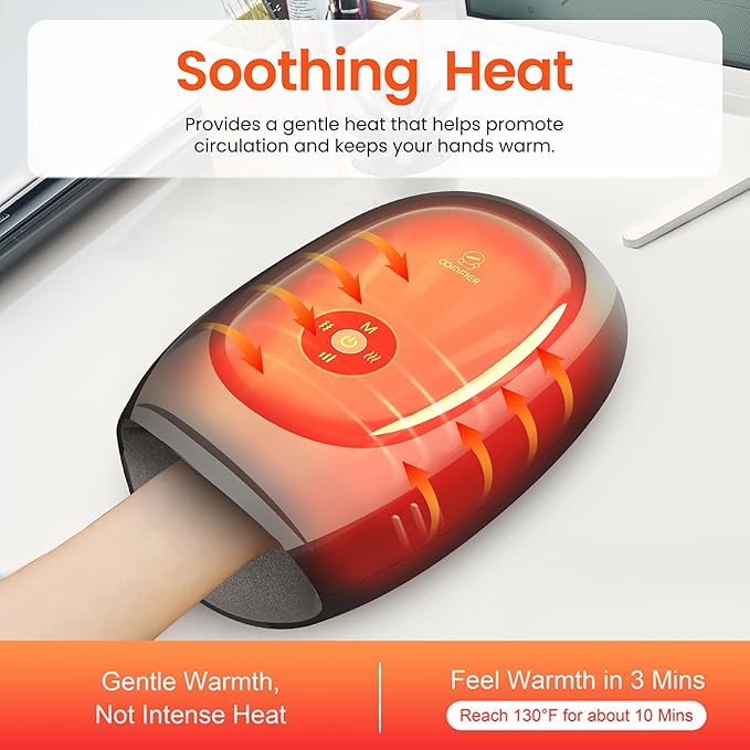 COMFIER Cordless Hand Massager with Heat and Compression,APP Control,Hand Massag for Arthritis and Carpal Tunnel,Wrist Finger Massager,3 Heat &3 Intensities, Gifts for Mom, Dads, Women and Men