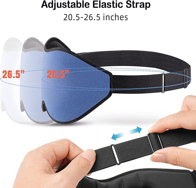 Sleep Mask (Black) + Eye Mask Sleeping (Blue) for Women Men Side Sleeper, Light Blocking 3D Contoured Cup Sleeping Mask, Soft Breathable Sleep Eye Mask with Adjustable Elastic Strap