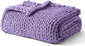 YnM Cooling Weighted Blanket, 100% Cotton Handmade Chunky Knitted Blanket, Weighted Lap, Breathable Heavy Blankets, Machine Washable Throw for Sleep or Home Decor (Purple, 40x50 Inch, 7lbs)