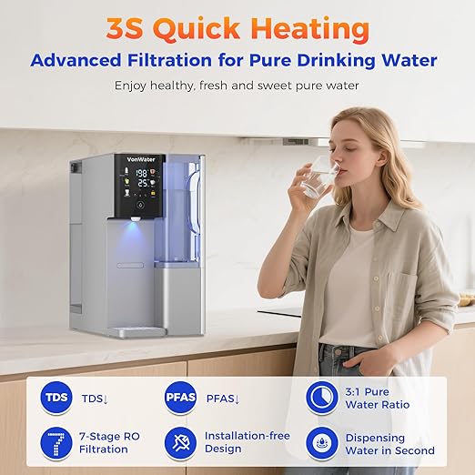 CT910WP Pure Water Pitcher 1.2L/40.6oz, for CT910G CT910GH C5 Countertop RO System (Gray)