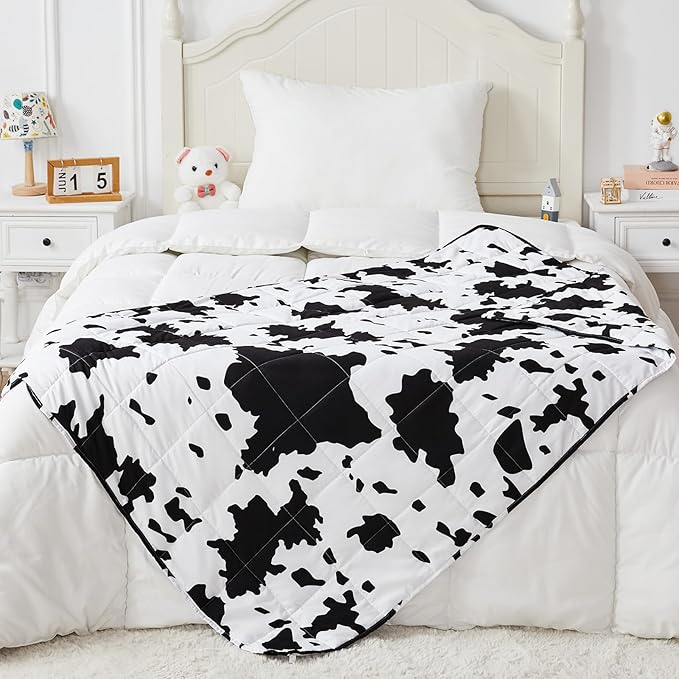 yescool Highland Cow Print Weighted Blanket 5 Pounds Cooling Cow Blanket, Heavy Blanket for Sleeping, Throw Blanket Gifts Weighted Comforter for 40-60lbs, 36"x48"