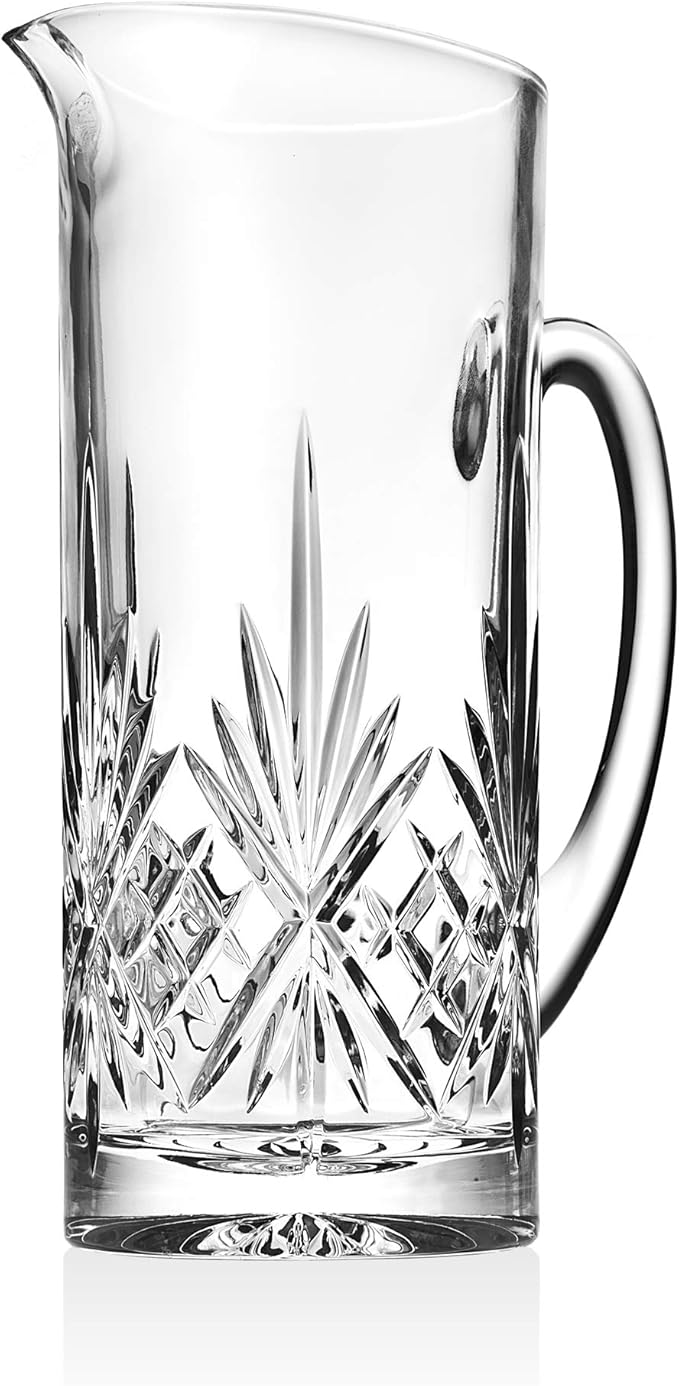 Godinger Beverage Pitcher Carafe, Cocktail Pitcher, Water Pitcher, Bar Mixing Glass - Dublin Collection, 34oz (Pack of 2)