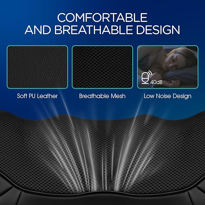VOYOR-HEALTH Shiatsu Neck and Back Massager, Electric Deep Tissue 4D Kneading Massage for Shoulder, Lower Back, Leg and Body Muscle Pain Relief, Home & Office Use(Dark Black)