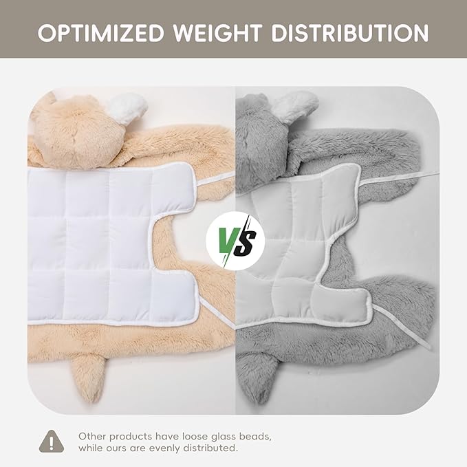 L'AGRATY Weighted Lap Pad for Kids 7 lbs, Sensory Needs Weighted Stuffed Animals Lap Blanket Soft Plush Hugging Sensory for Kids Teen Adults Removable Washable Cover
