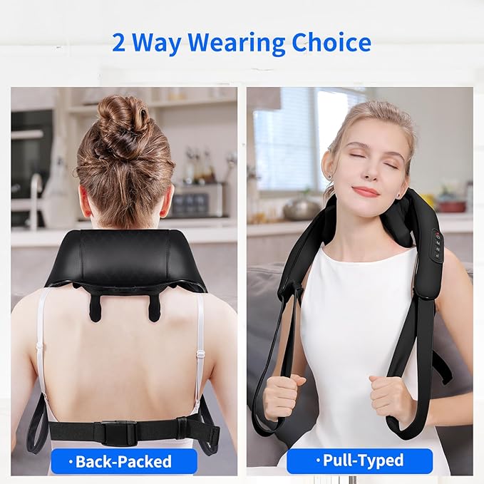 Shiatsu Neck Massager for Pain Relief Deep Tissue, Cordless Shoulder and Back Massager with Heat, Kneading Whole Body Massager Use for Home Office Car, Gifts for Mom Dad Him Her