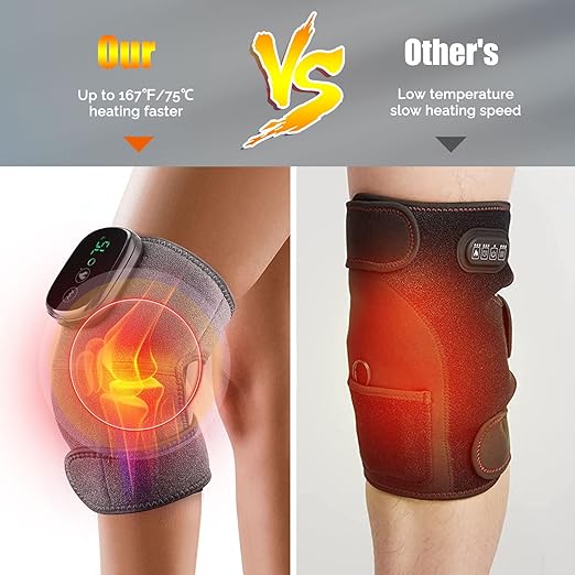 MOAJAZA Heated Knee Massager Shoulder Heating Pads Elbow Brace 3 in 1 with Vibration, Cordless Rechargeable Heating Knee Warmers Wrap for Shoulder Elbow Knee Stress Relief 2 Packs