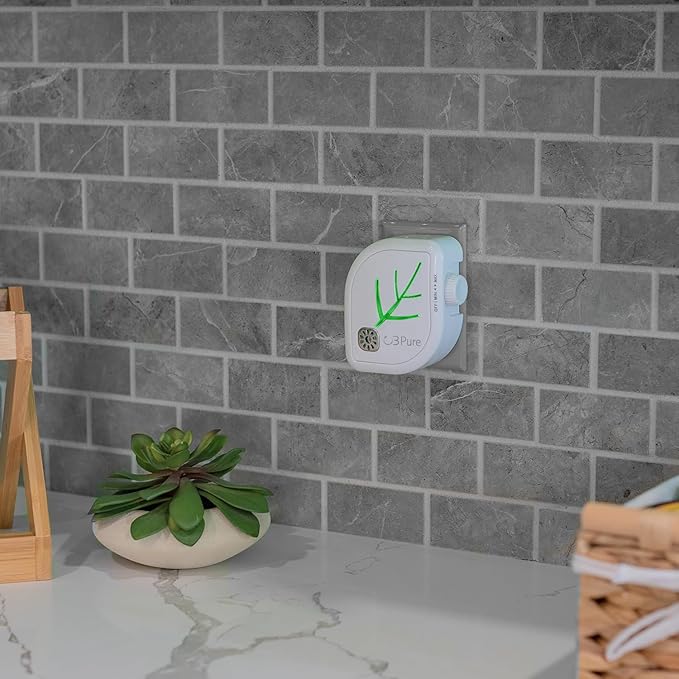 O3 Pure Leaf Wall Plug-In Air Purifier - Room Deodorizer & Mini Adjustable Ozone Generator and Ionizer - The Perfect Air Freshener for the Office, Bedroom, Kitchen, Smoke, Dust or your Cats and Dogs