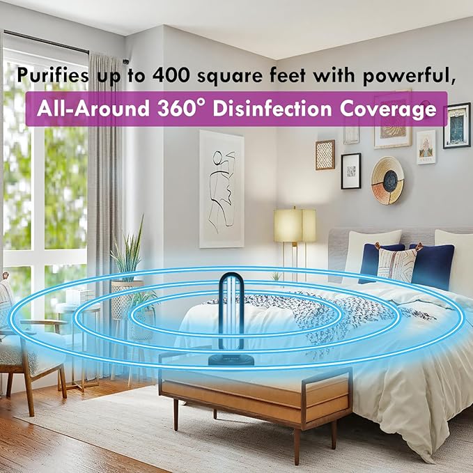 UVILIZER Tower - UV Light Sanitizer & Ultraviolet Lamp with Remote Control (UV-C Cleaner for Home, Room, Office | 38W UVC Disinfection Bulb | Kill Germs, Bacteria, Virus, Dust | USA)