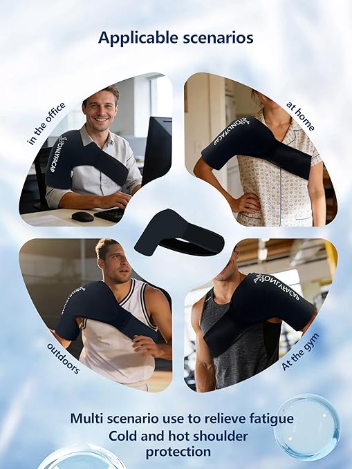 Flexible Shoulder Ice Pack Wrap, Ice Packs for Injuries Reusable Rotator Cuff, Cold Compression Sleeve for Pain Relief, Tendonitis, Bursitis & Swelling, Fits Left and Right Arm