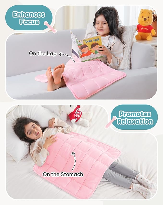 Topblan 2 lb Weighted Blanket, 19" x 21" Mini Weighted Lap Pad, Small Dogs & Cats, Soft Breathable Premium Glass Bead Filling for Calming, Pink