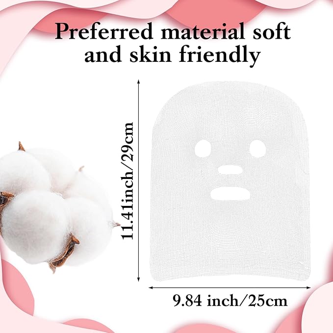 100 Pieces Pre-Cut Gauze Face Masks, Cotton Face Gauze for High Frequency Gauze Pad Soft Facial Gauze Face Pads for Women Beauty Salon SPA Skin Care DIY Mesh Face Care (White)