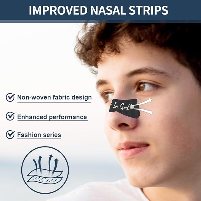 Nasal Strips for Snoring - Extra Strength Nose Strips for Breathing - Nose Tape for Sport, Work and Sleep - Anti Snoring Strips Help Stop Snoring (Black-100 PCS)