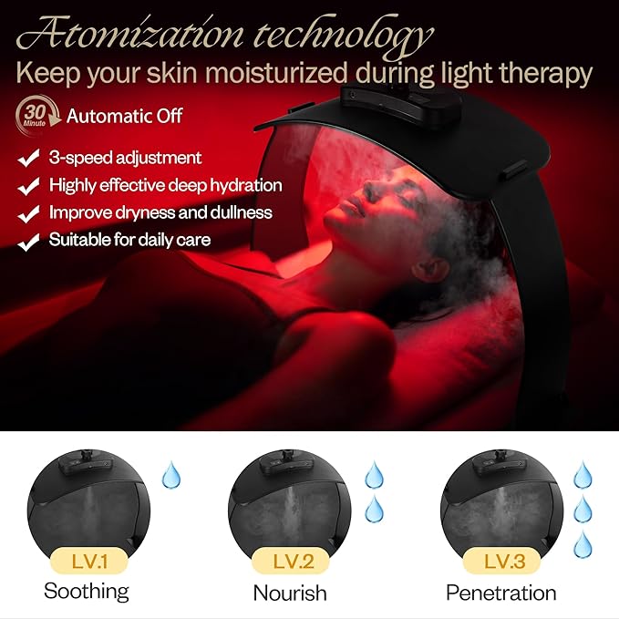 Red Light Therapy for Face and Body, Infrared Red Light Therapy Lamp with Stand, Atomization Function, 660nm Red Light & 850nm Infrared LED Light Therapy Device for Full Body Skin Care