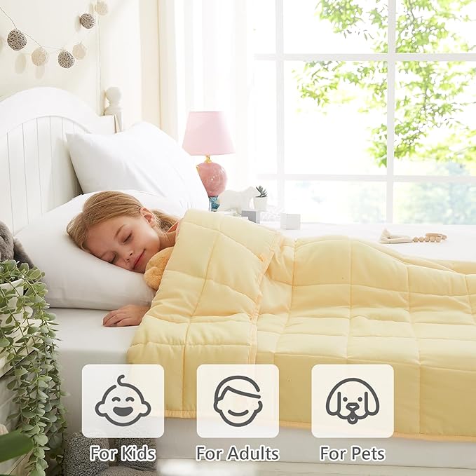 L'AGRATY Weighted Blanket - 40"x60" 7lbs Cooling Breathable Microfiber Material with Glass Beads Small Blanket for All-Season Summer Fall Winter Soft Thick