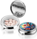 Pill Box Cute Small Pill Box for Purse & Pocket Medicine Organizer Travel Pillbox Waterproof Pill Case Metal Pill Container Holder for Vitamins, Fish Oil, Supplements (Silver Butterfly)