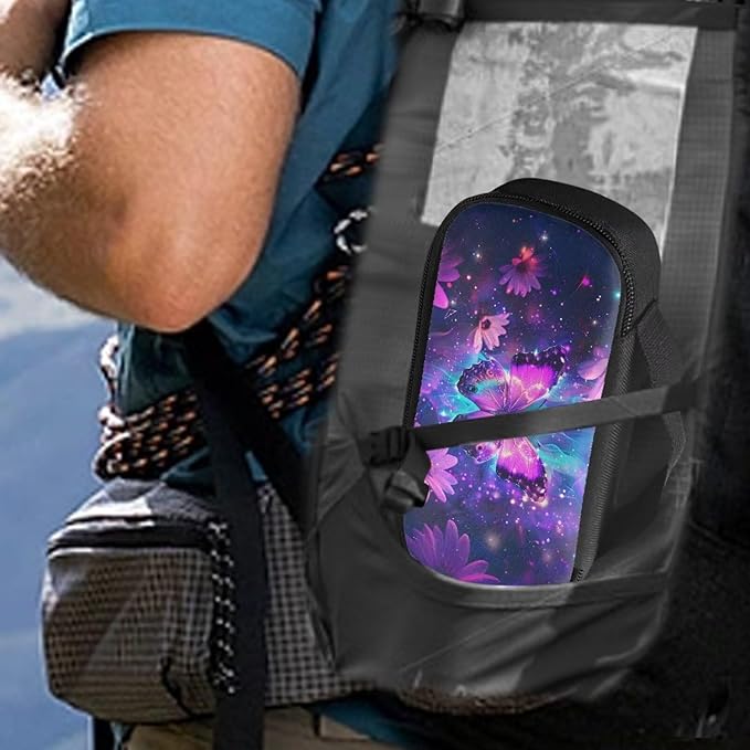 Purple Butterfly Flower Insulin Pen Cooler Travel Case Lightweight Glucose Meter and Diabetic Medication Cooler Storage Bag for Daily Life & Trip