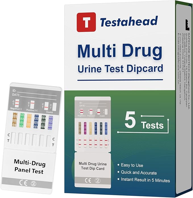 Drug Test Kit 5 Pack, Home Drug Tests, 6 Panel Drug Test Urine, Tests for Marijuana (THC),COC,OPI 2000,AMP,BZO,MET
