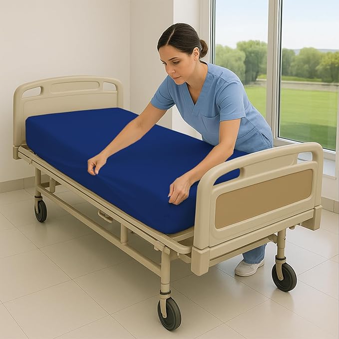 6 Pack Fitted Hospital Bed Sheets - Soft Microfiber Hospital Fitted Sheet - Hospital Bed Fitted Sheets (Royal Blue, 36" x 84" x 12")